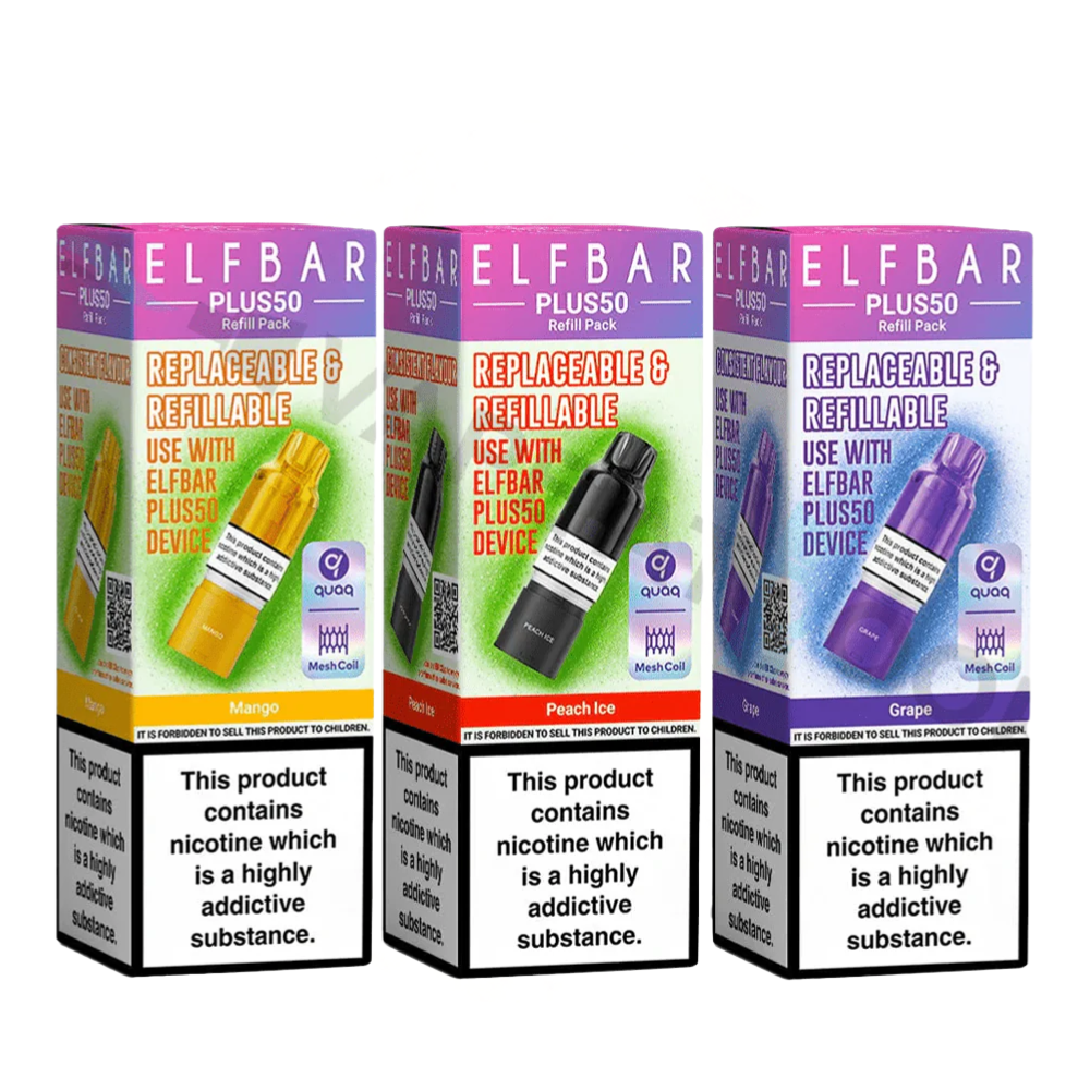 elf bar plus 50 refill pod kit ELFBAR Plus 50 Refill Pods | All Flavours