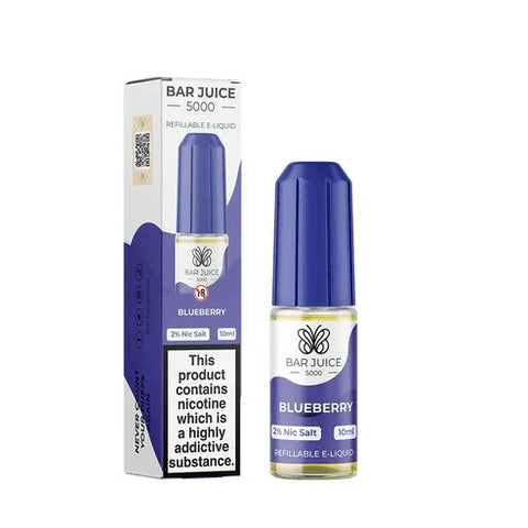 Bar Juice 5000 10ml Nic Salt E-Liquid - Pack of 10| 5MG,15MG - Eliquid Base-Blueberry