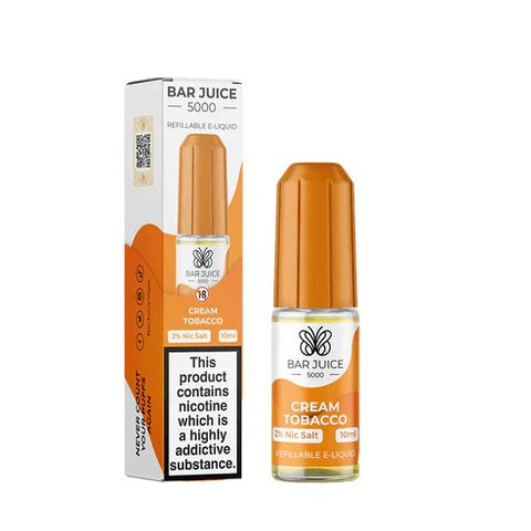 Bar Juice 5000 10ml Nic Salt E-Liquid - Pack of 10| 5MG,15MG - Eliquid Base-Cream Tobacco