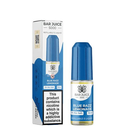 Bar Juice 5000 10ml Nic Salt E-Liquid - Pack of 10| 5MG,15MG - Eliquid Base-Blue Razz Lemonade