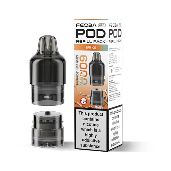 FEOBA Bar Pro 6000 Prefilled Pod in Bru Ice flavour with cool soda-inspired twist.