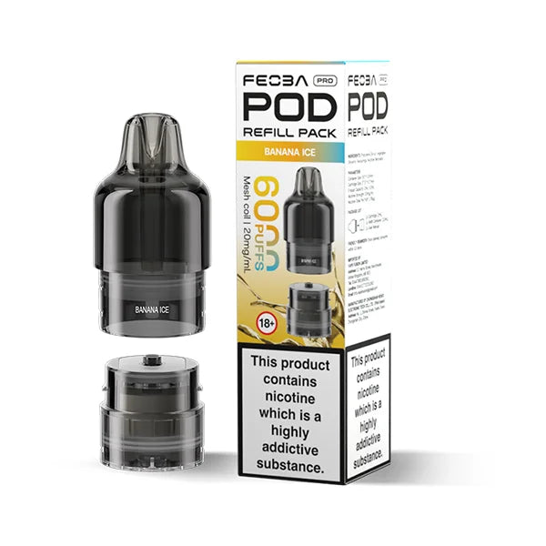 FEOBA Bar Pro 6000 Prefilled Pod in Banana Ice flavour with creamy banana chill.