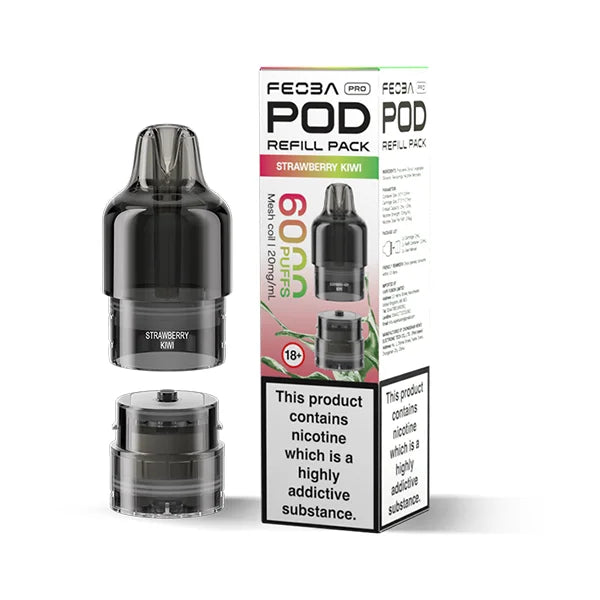 FEOBA Bar Pro 6000 Prefilled Pod in Strawberry Kiwi fruity refreshing blend.