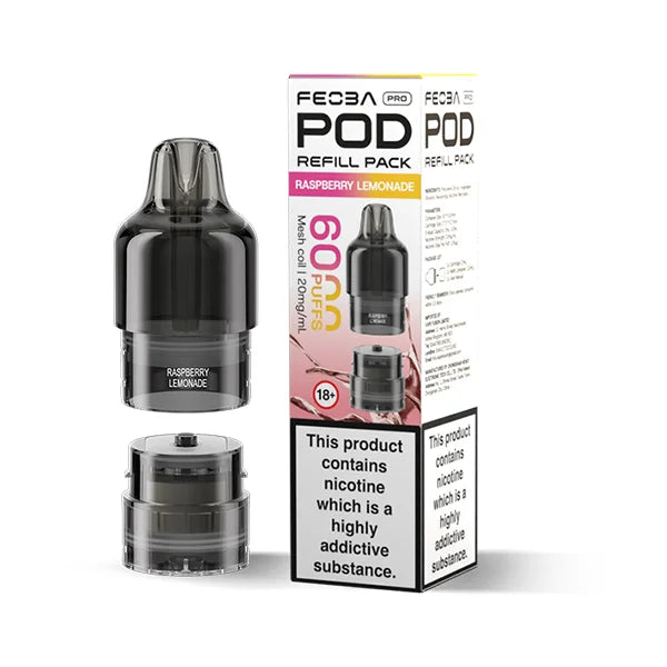 FEOBA Bar Pro 6000 Prefilled Pod in Raspberry Lemonade fizzy berry citrus.