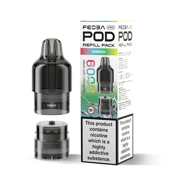 FEOBA Bar Pro 6000 Prefilled Pod in Rainbow flavour with mixed fruity sweetness.