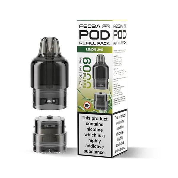 FEOBA Bar Pro 6000 Prefilled Pod in Lemon Lime flavour with zesty citrus burst.