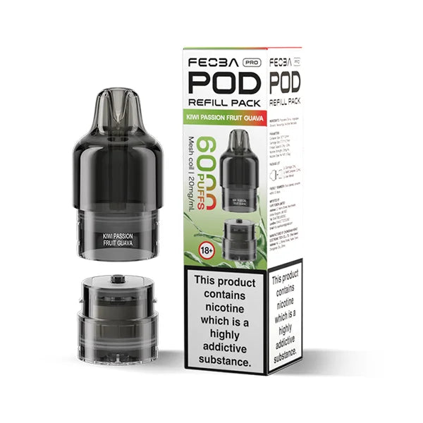 FEOBA Bar Pro 6000 Prefilled Pod in Kiwi Passionfruit Guava tropical mix.