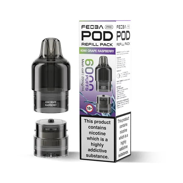 FEOBA Bar Pro 6000 Prefilled Pod in Kiwi Grape Raspberry fruity fusion.