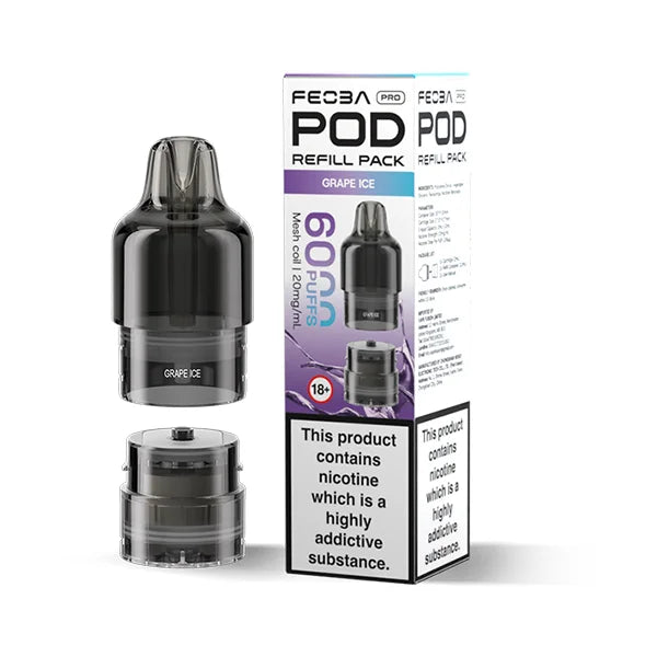 FEOBA Bar Pro 6000 Prefilled Pod in Grape Ice flavour with frozen grape sweetness.