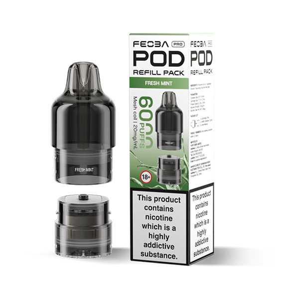 FEOBA Bar Pro 6000 Prefilled Pod in Fresh Mint flavour with cooling herbal hit.