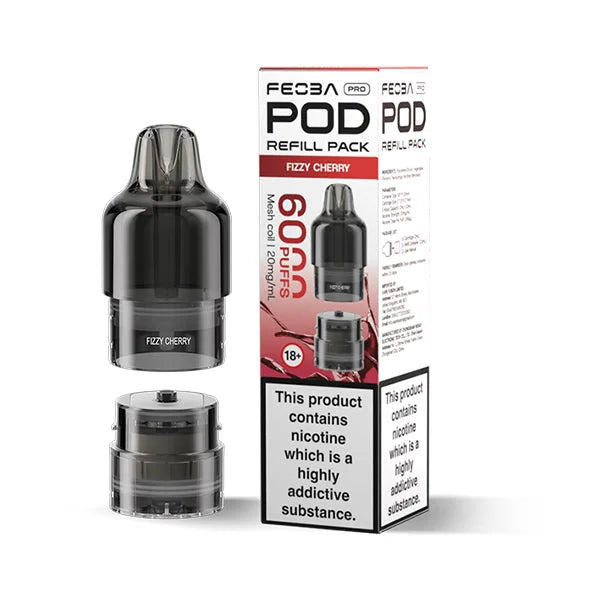 FEOBA Bar Pro 6000 Prefilled Pod in Fizzy Cherry sparkling fruity taste.