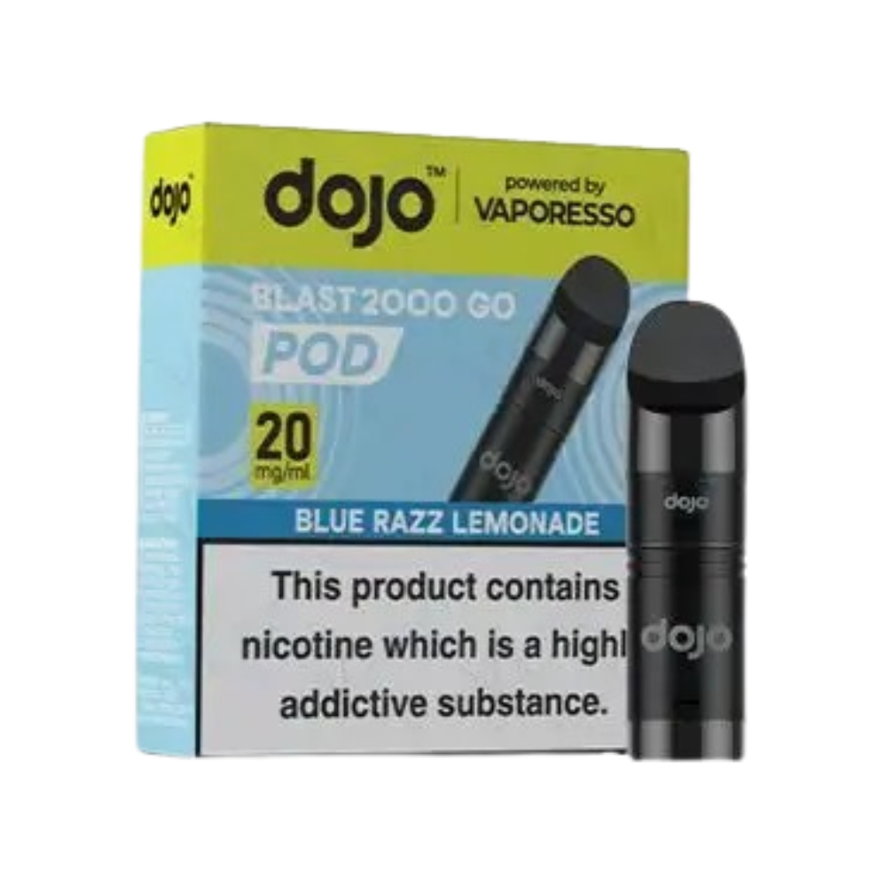 Vaporesso Dojo Blast 2000 Go Prefilled Pod Vape in Blue Razz Lemonade flavour for a fizzy berry hit.