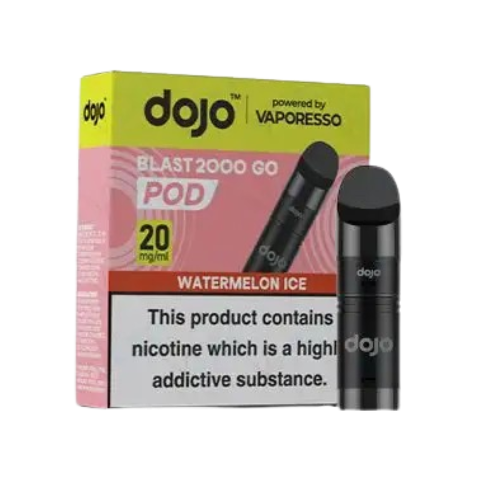 Vaporesso Dojo Blast 2000 Go Prefilled Pod Vape in Watermelon Ice flavour with a cool fresh twist.