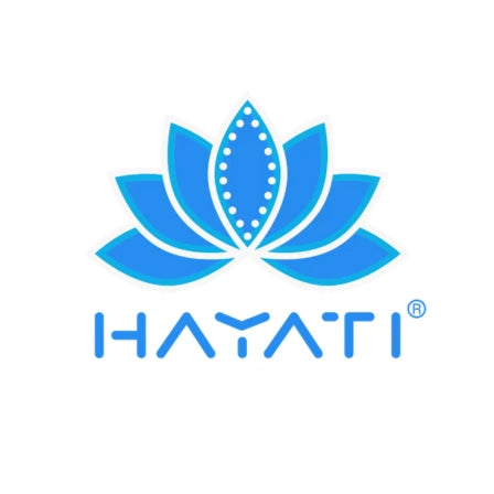 Hayati logo with blue lotus flower and stylized text