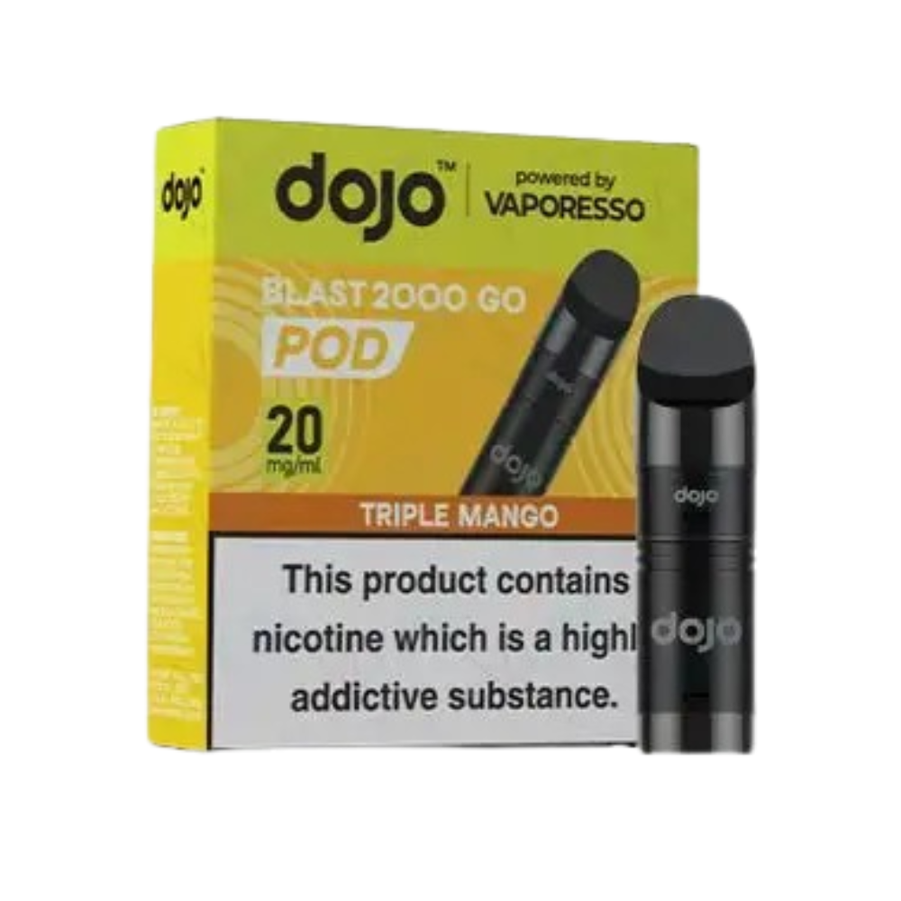 Vaporesso Dojo Blast 2000 Go Prefilled Pod Vape in Triple Mango flavour for a juicy tropical hit