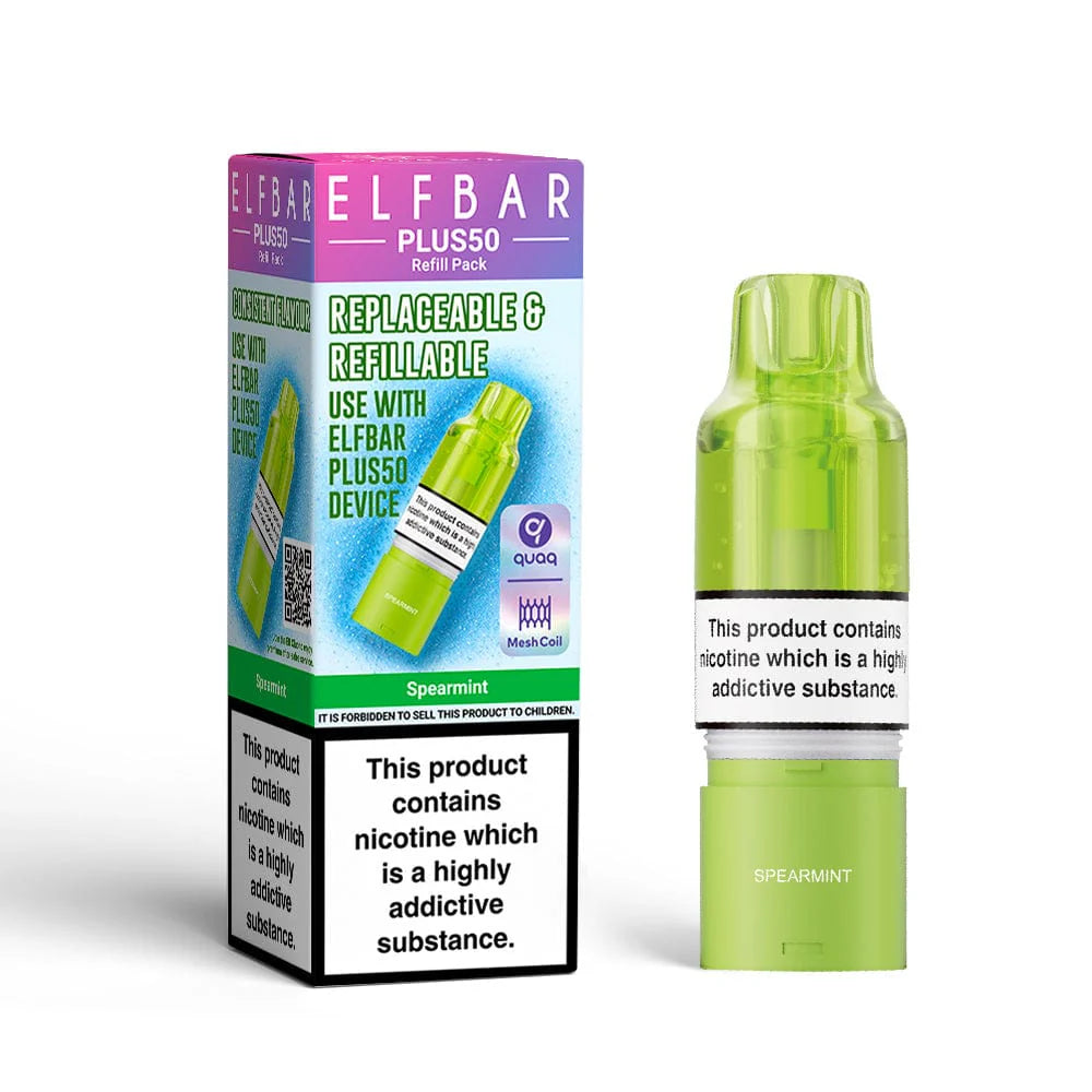 Green vape device with packaging displaying 'ELF BAR' branding on a white background
