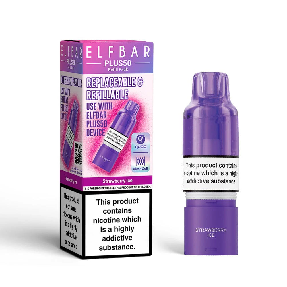 Purple vape device with packaging labeled 'ELF BAR' on a white background