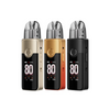 Three vaping devices in gold, black, and red on a white background.
