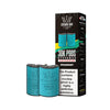 Two teal vape pods and their packaging on a white background