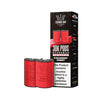 Red vape pods with black packaging on a white background