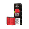 Red vape pods with a black box labeled 'Crown Bar by Al Farher' on a white background