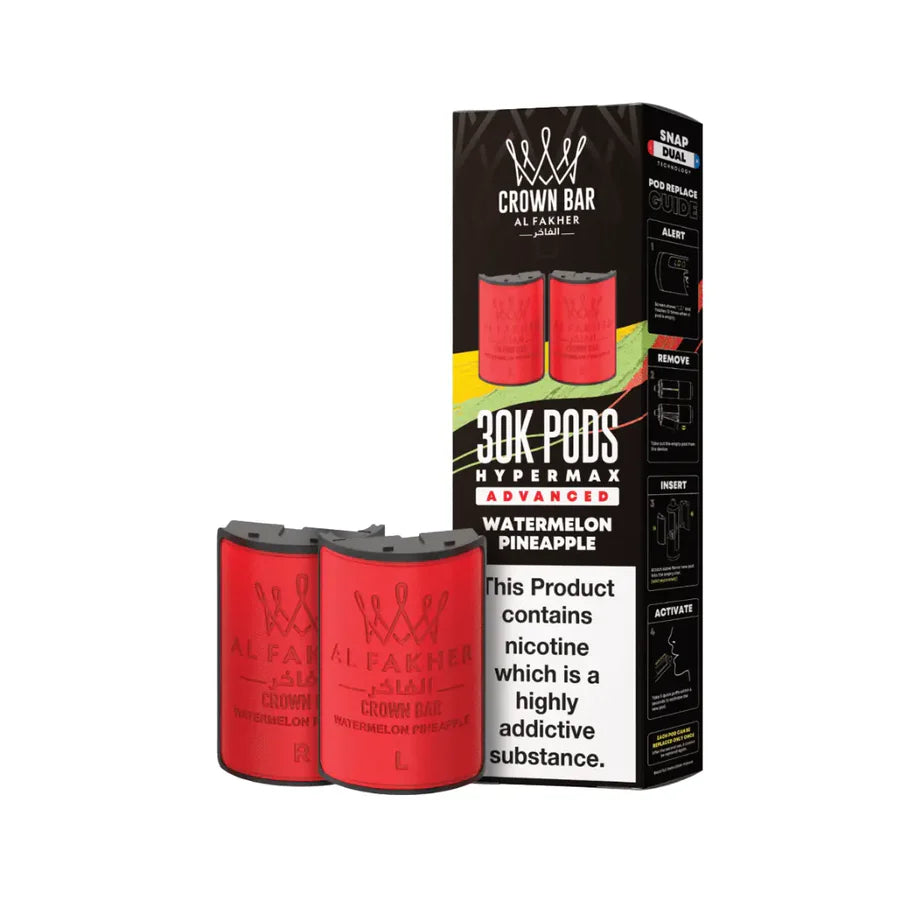 Red vape pods with packaging on a white background