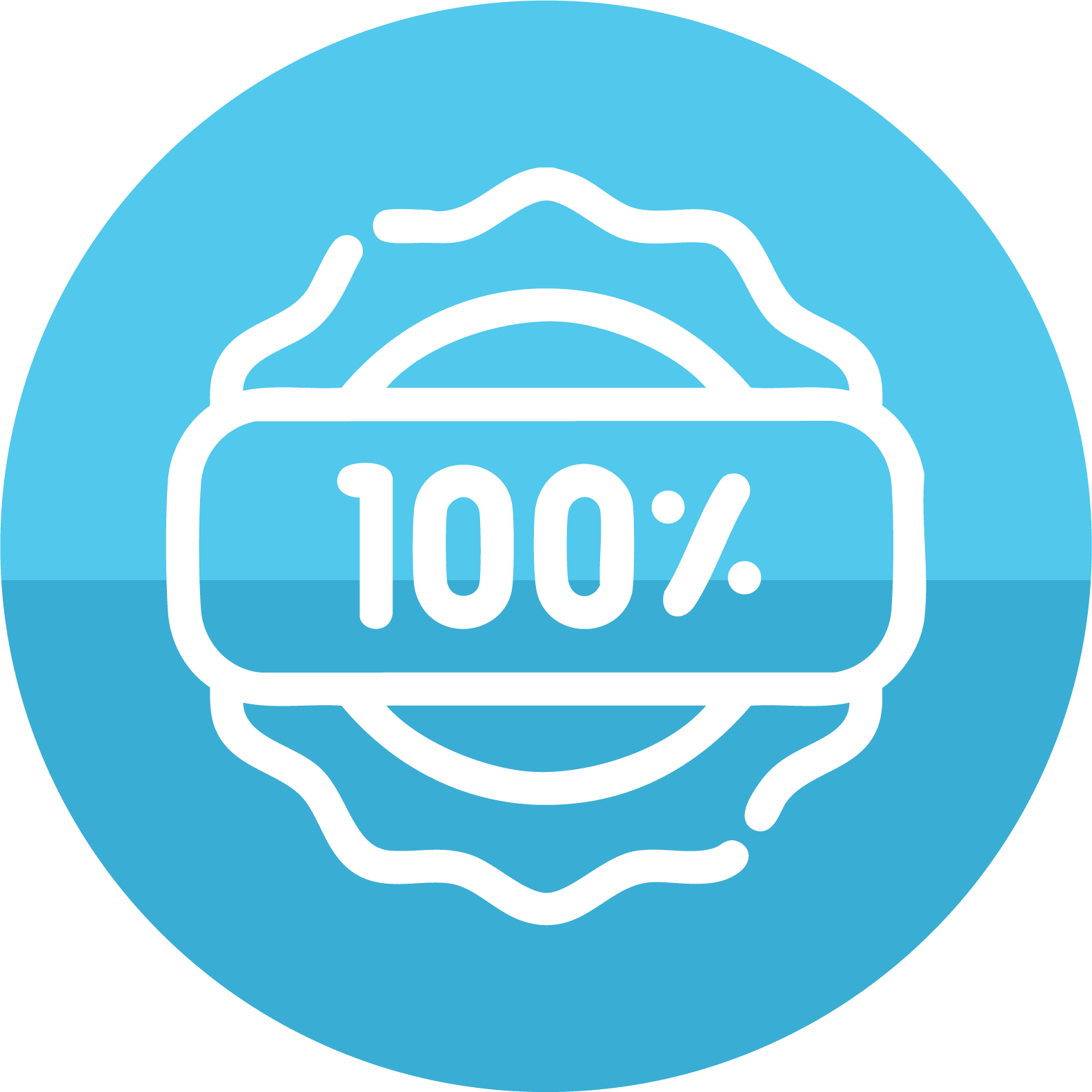 Blue 100% guarantee badge icon