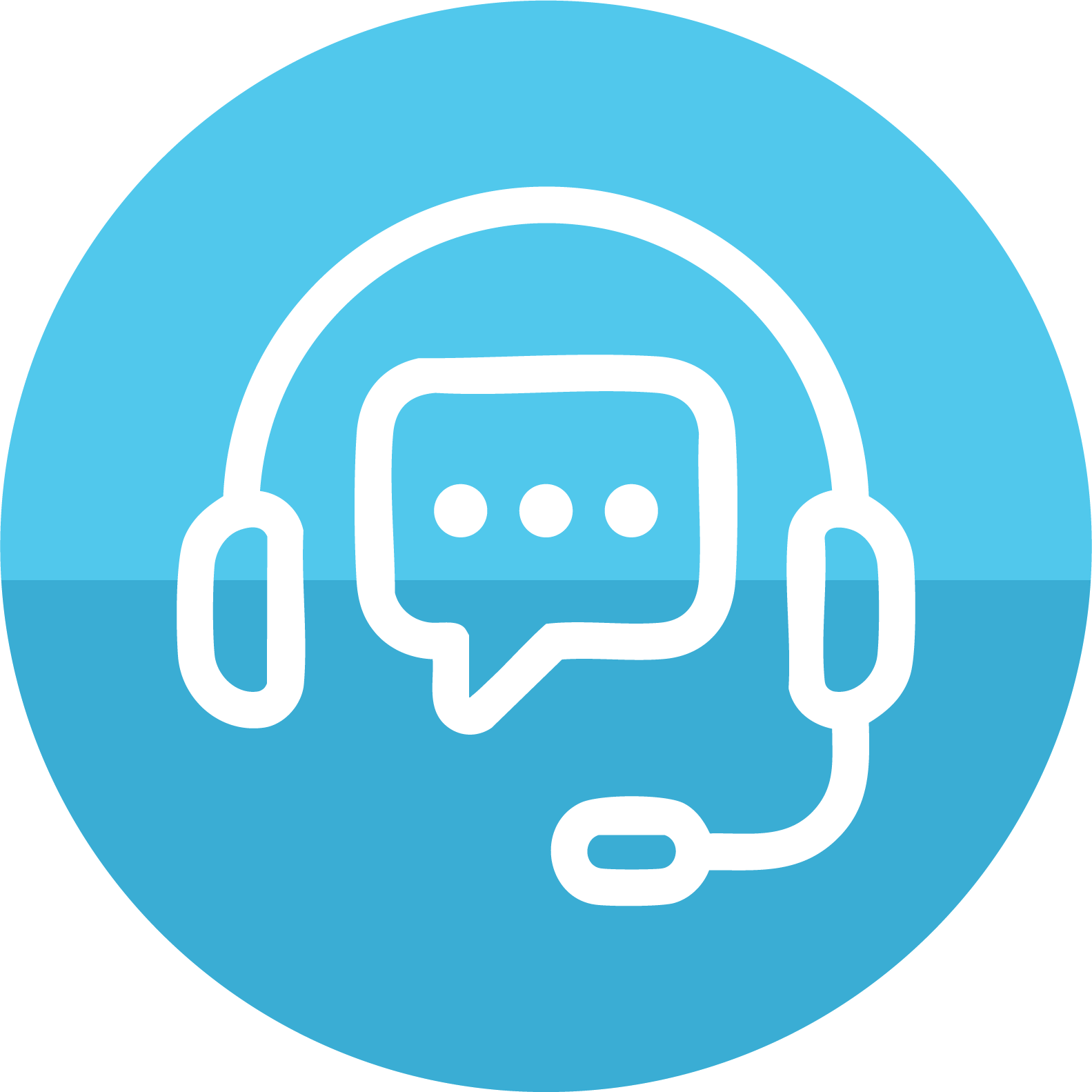 Support icon with headset and chat bubble