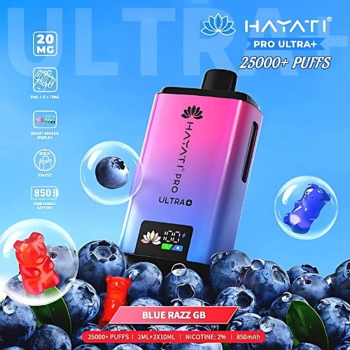 Hayati Pro Ultra Plus 25000 Disposable Vape - BlueRazzGB