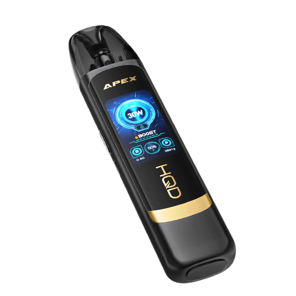 Black electronic device with digital display on a white background