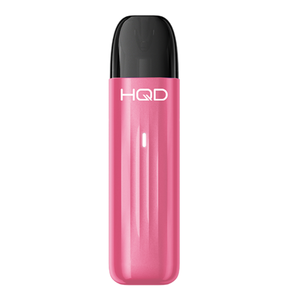 Pink HQD vape device on a white background