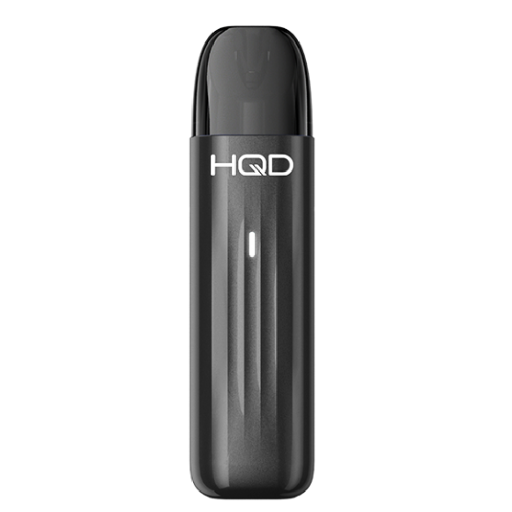 Black HQD vape pen on a white background