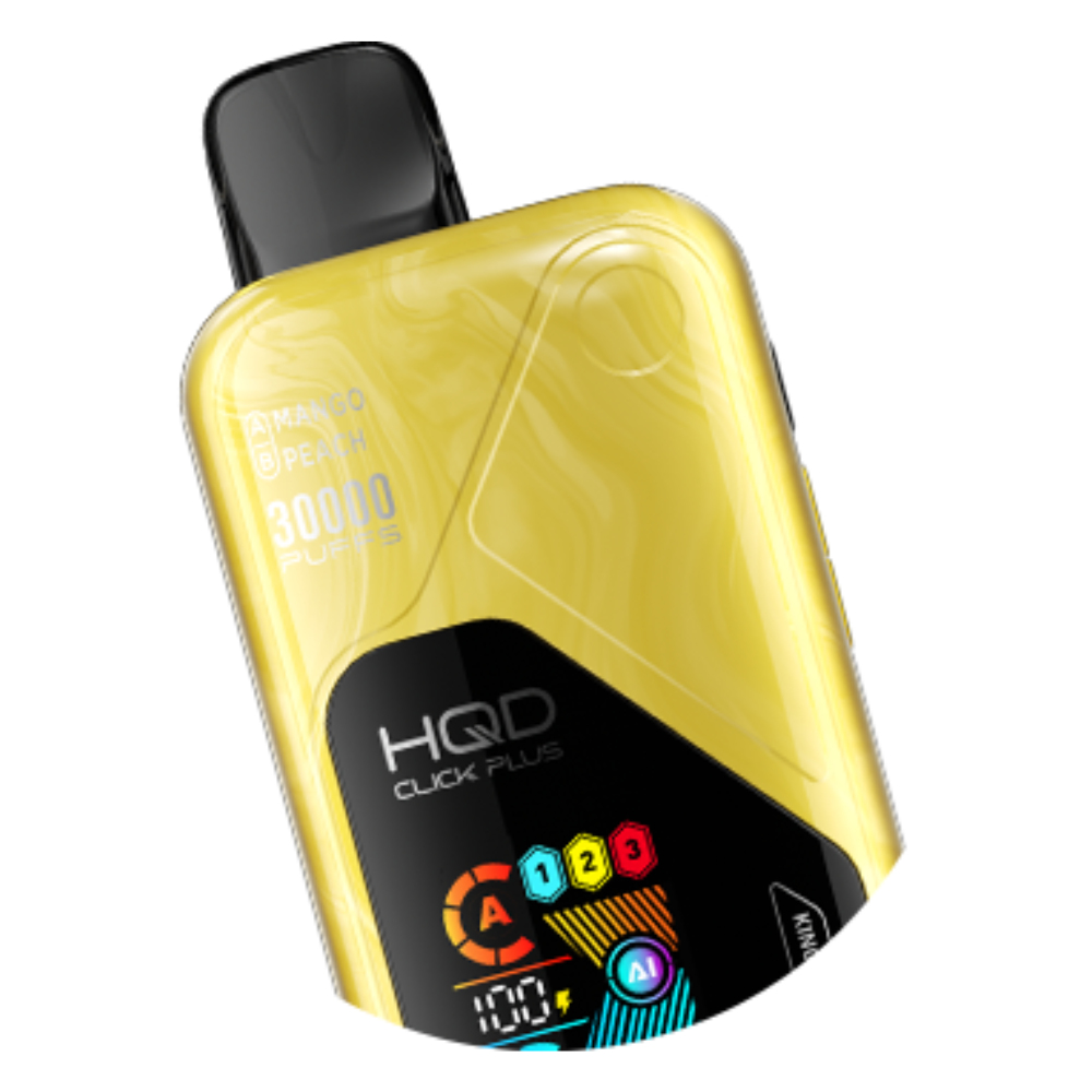 Yellow electronic device with 'HQD' branding on a white background