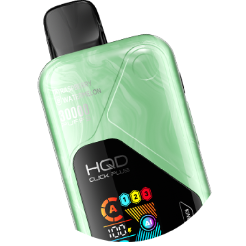 Mint green HQD Click Plus vape device on a white background