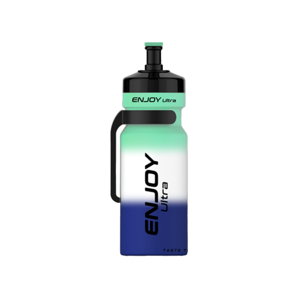 Gradient blue to green water bottle with 'ENJOY Ultra' branding on a white background