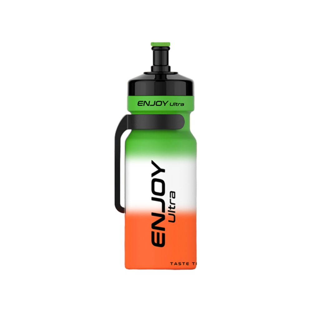 Gradient green to orange water bottle with 'ENJOY ultra' branding on a white background