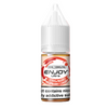 Bottle of Enjoy Ultra strawberry raspberry cherry e-liquid on a white background