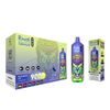 Vape device and packaging with colorful design on a white background