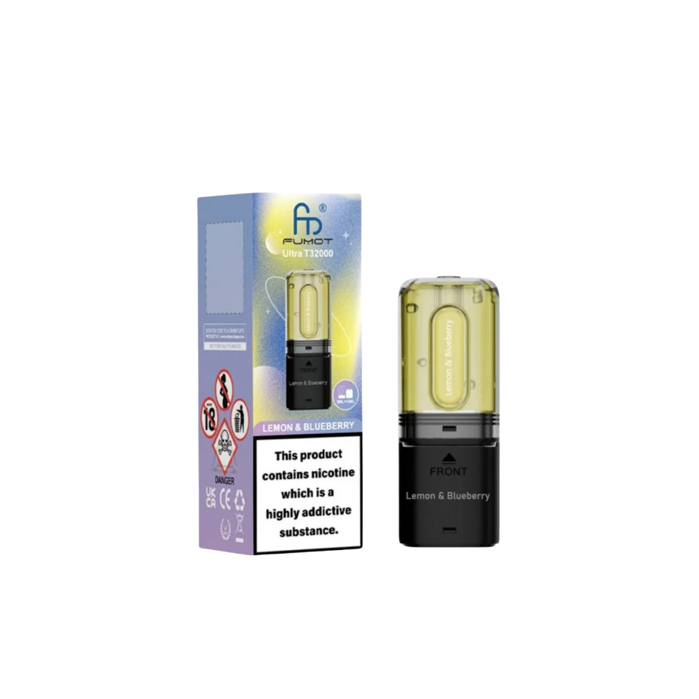 Vape device and packaging on a white background