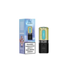 Vape device and packaging with nicotine warning label on a white background