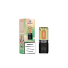 Vape device and packaging with nicotine warning label on a white background