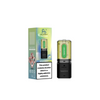 Vape device and packaging with nicotine warning label on a white background