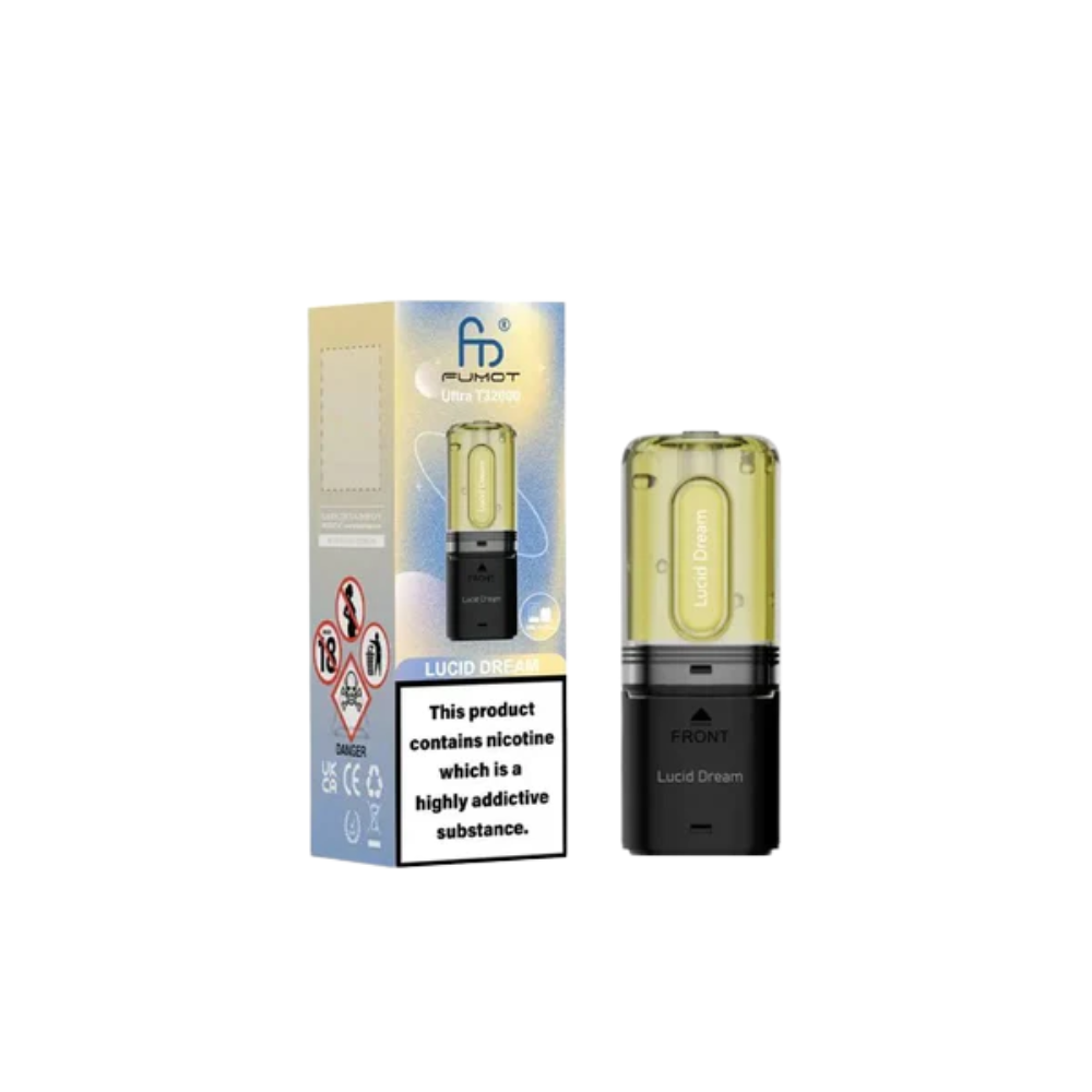 Vape device with packaging on a white background