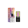 Vape device and packaging with nicotine warning label on a white background