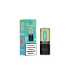 Vape device and packaging with nicotine warning label on a white background