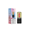 Vape device and packaging with nicotine warning label on a white background