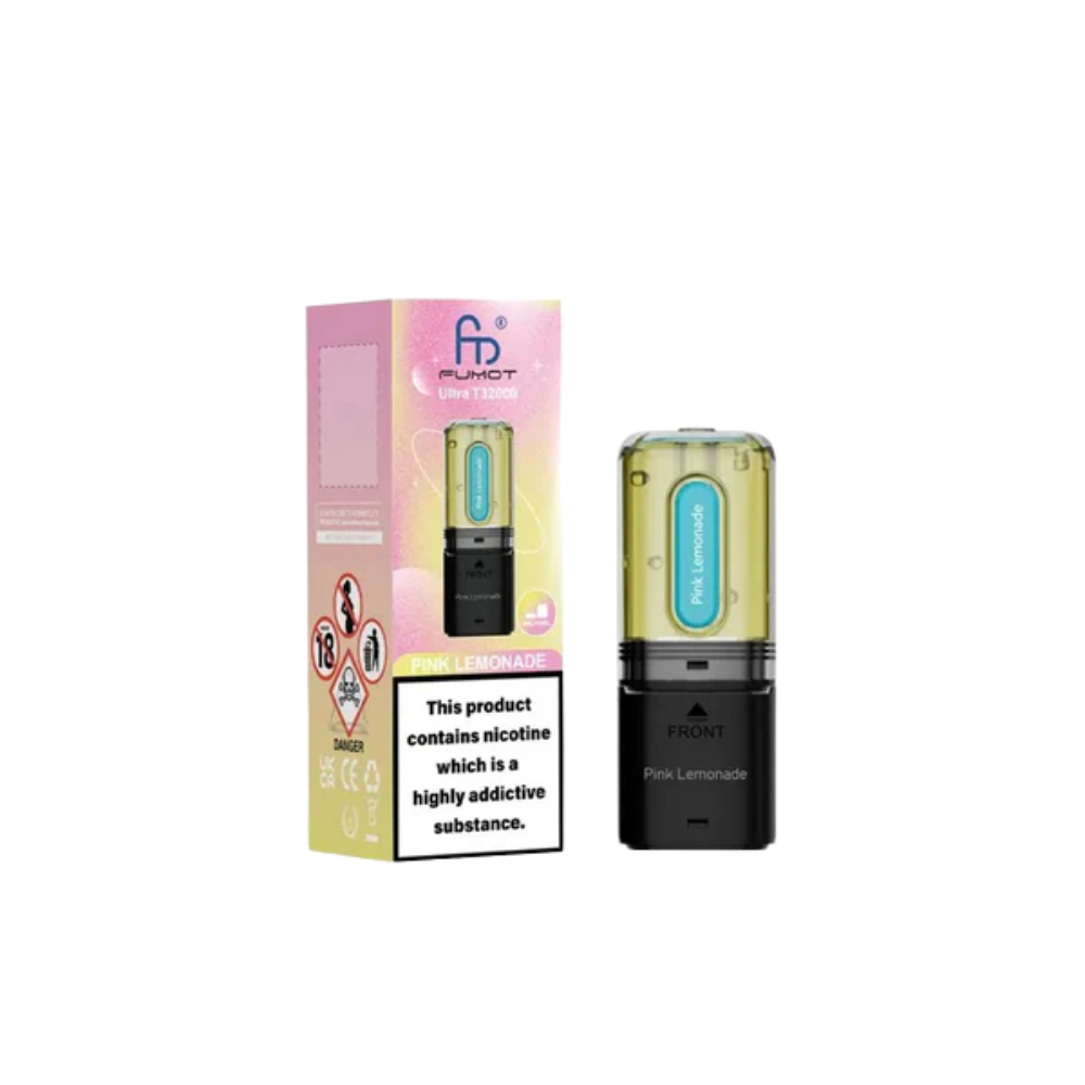 Vape device with packaging on a white background