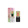 Vape device and packaging with nicotine warning label on a white background