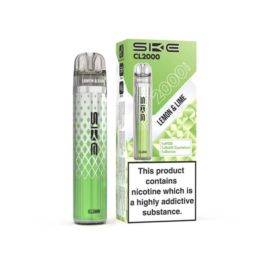 SKE CL2000 vape pen and packaging on a white background