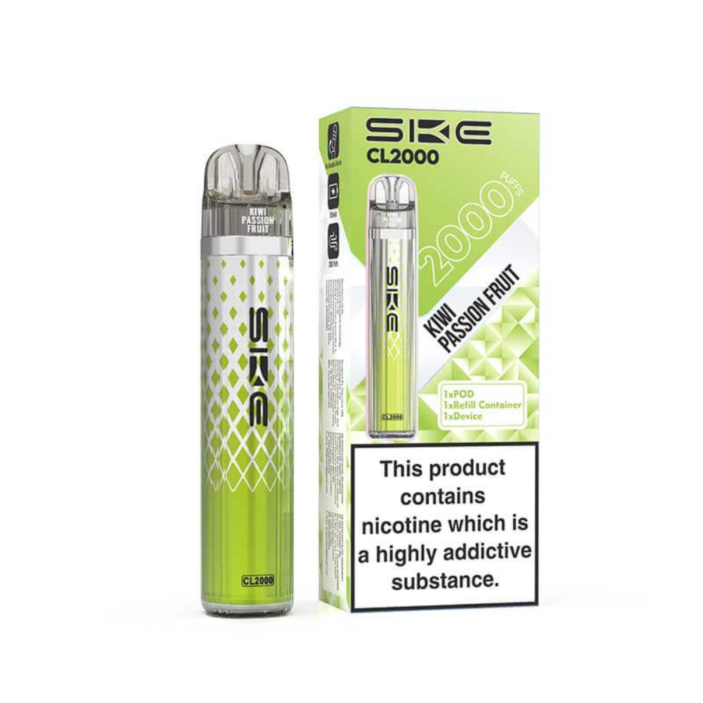 SKE CL2000 vape pen and packaging on a white background